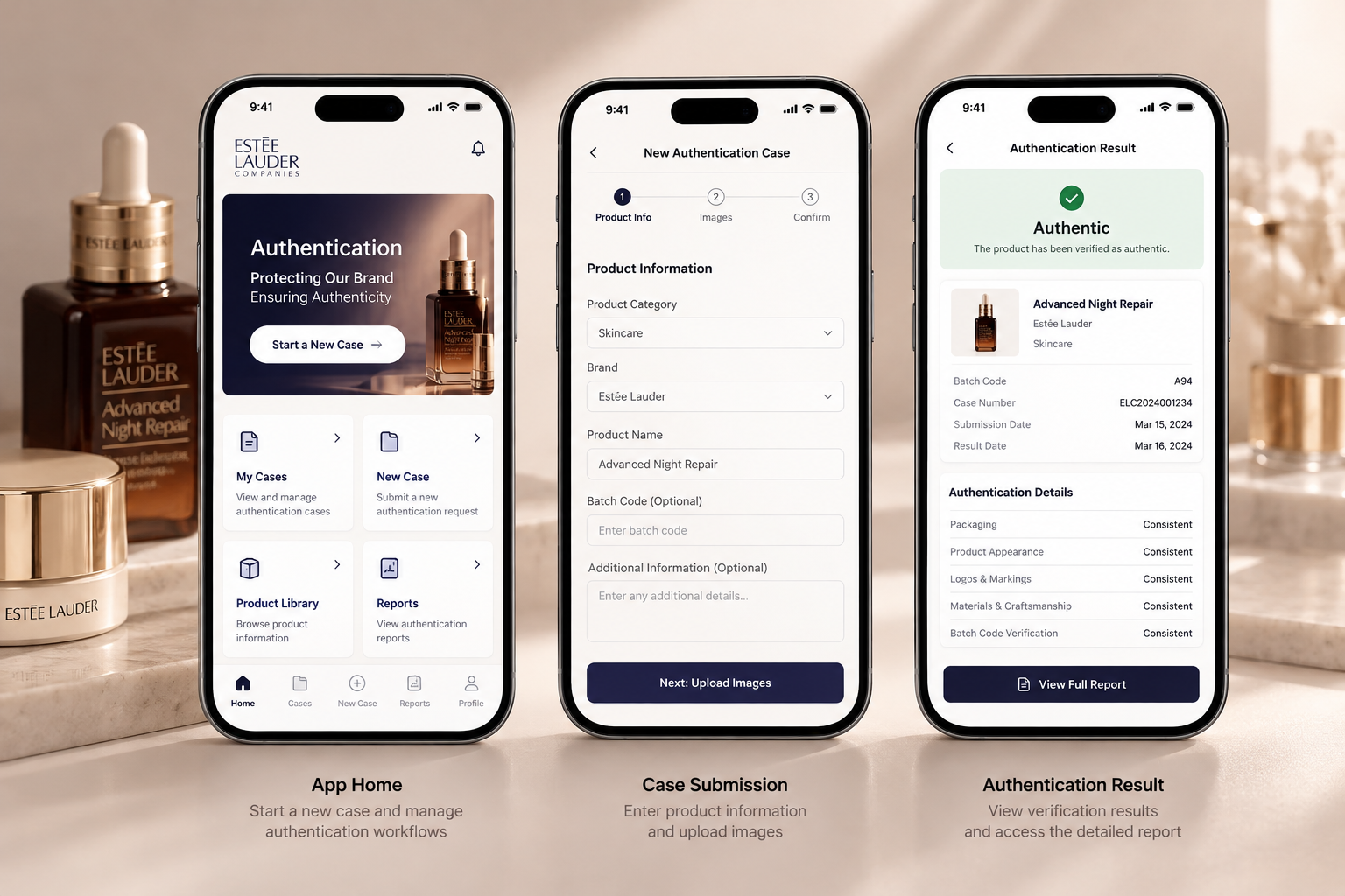 Estée Lauder dedicated authentication app
